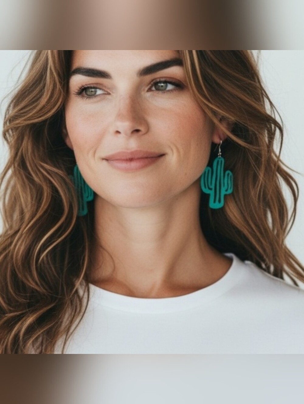 CLOVER Teal Cactus Dangle Earrings NWT
